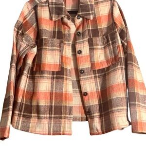 MELLODAY Orange and Brown Utility Jacket with Notched Lapel